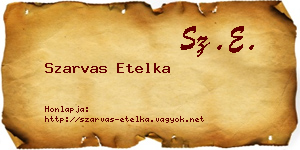 Szarvas Etelka névjegykártya